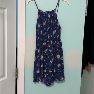 Dark blue floral romper